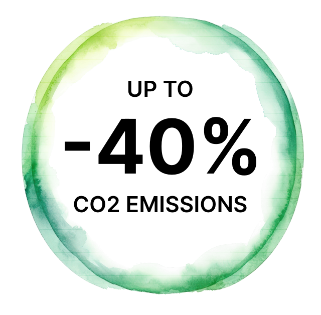 Bis zu -40% CO2-Emissionen Bis zu -40% CO2-Emissionen